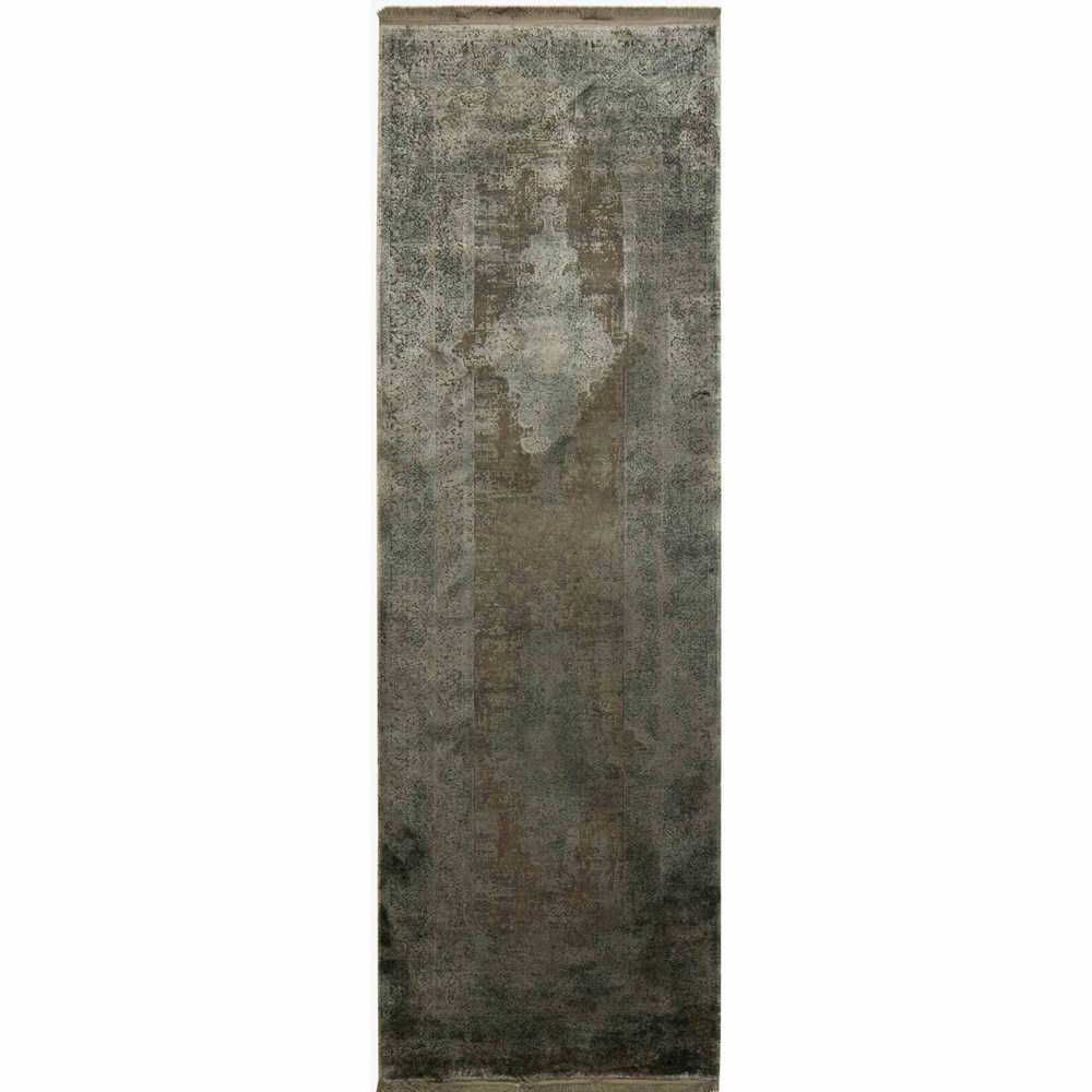 Luxury Toros Medallion Runner Rug In Mink Brown